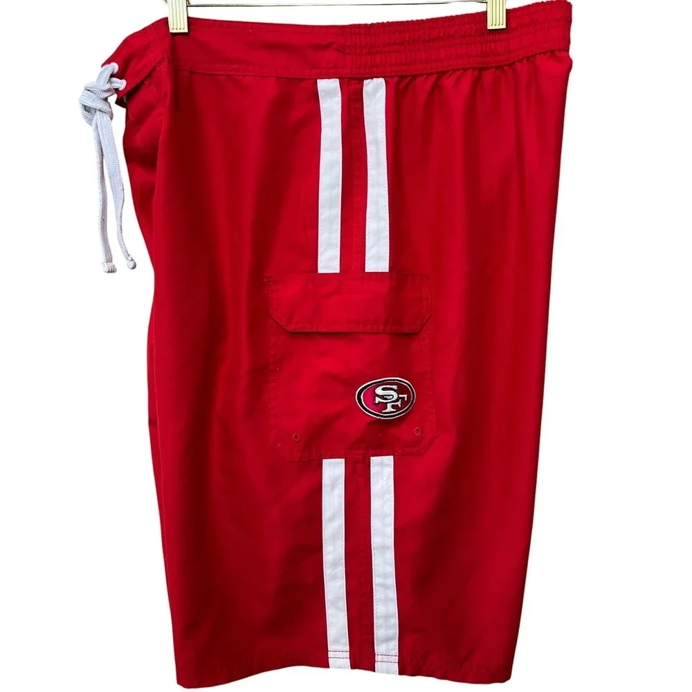 NFL Team Apparel San Francisco 49ers Board Shorts Mens XXL Red White Stripd Logo